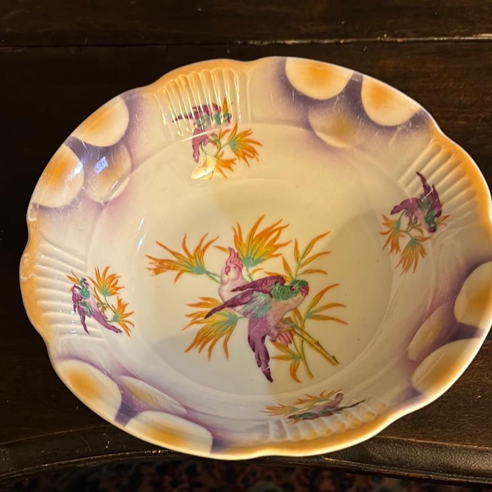 Ceramic Bowl with birds & flowers